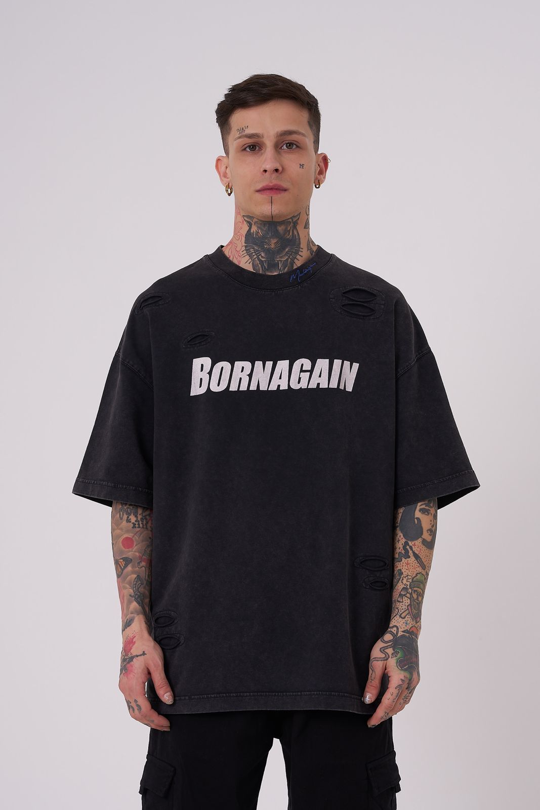 Born Again Distressed Graphic T-Shirt – Edgy Oversized Tee with Bold Design