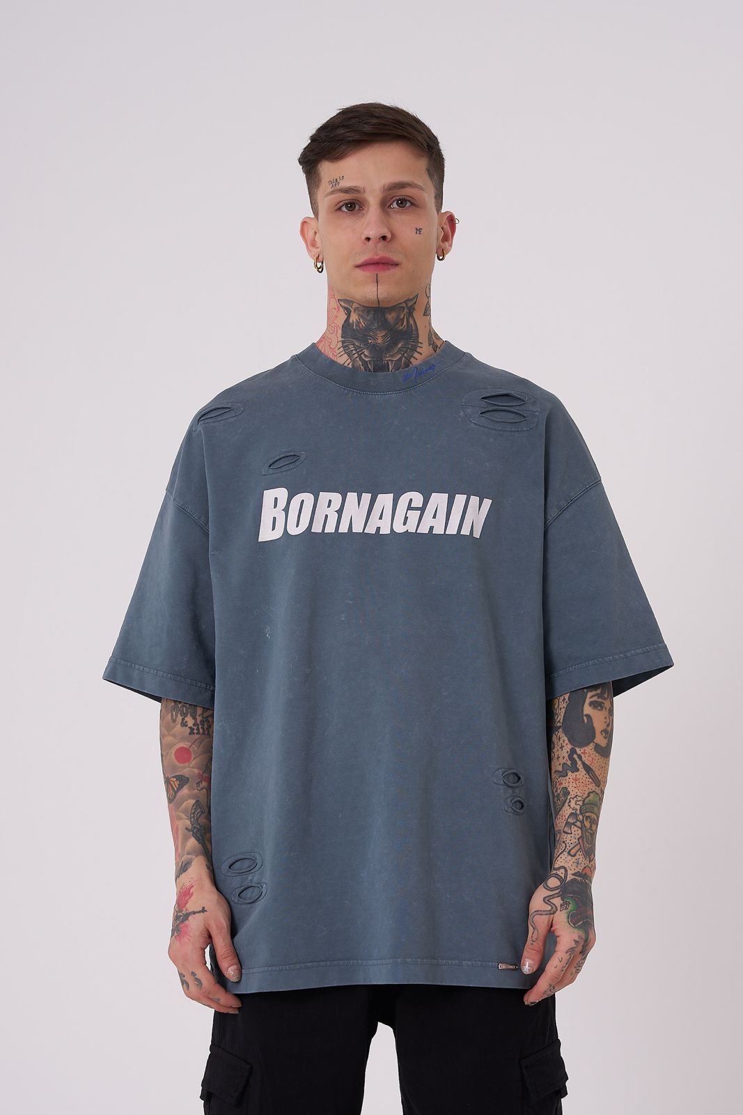 Born Again Distressed Graphic T-Shirt – Edgy Oversized Tee with Bold Design