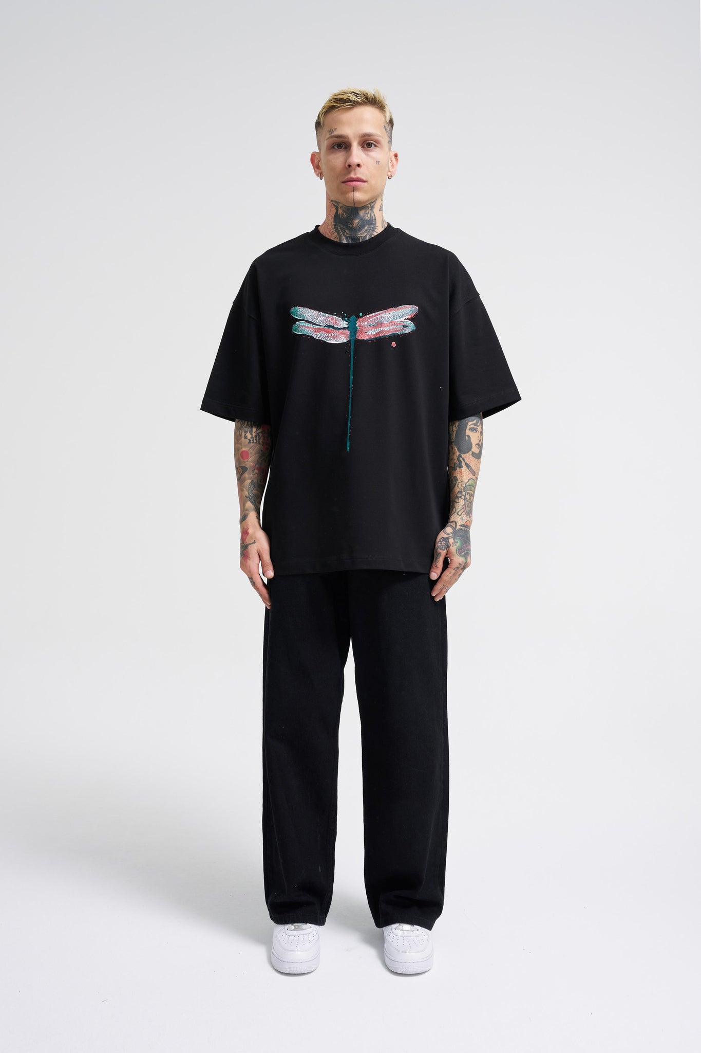 Men’s Premium Oversized Dragonfly Graphic Tee | BALENSED Logo Back | High-Quality Streetwear