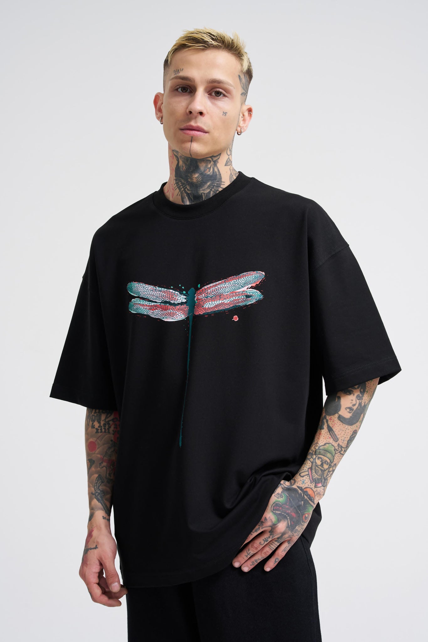 Men’s Premium Oversized Dragonfly Graphic Tee | BALENSED Logo Back | High-Quality Streetwear