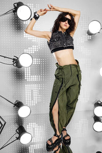 Studded Denim Crop Vest – Edgy Elegance for Summer