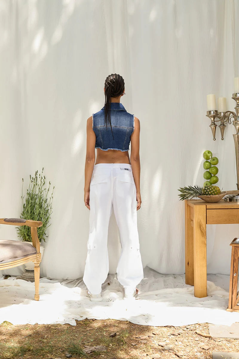 Studded Denim Crop Vest – Edgy Elegance for Summer