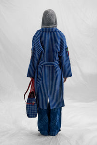Bold Graphic Oversized Blue Coat with Lion Print and Streetwear Style