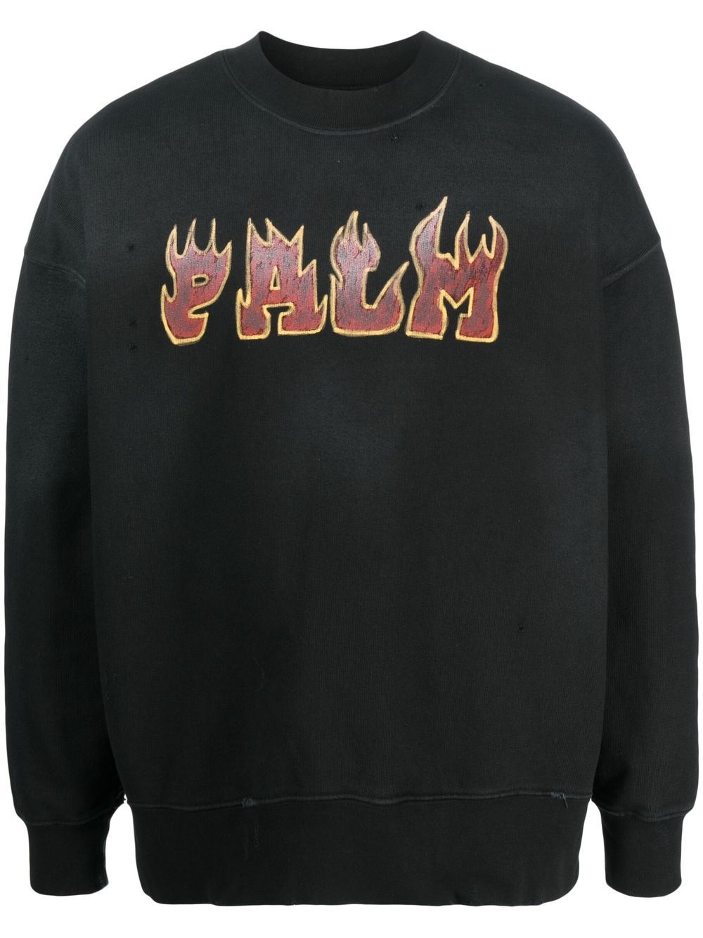 Palm Angels Flame Print Black Crewneck Sweatshirt - Stylish Streetwear for Men